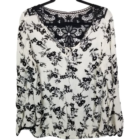 Torrid Womens 0X White Floral Print Long Sleeve Cr - Picture 1 of 8